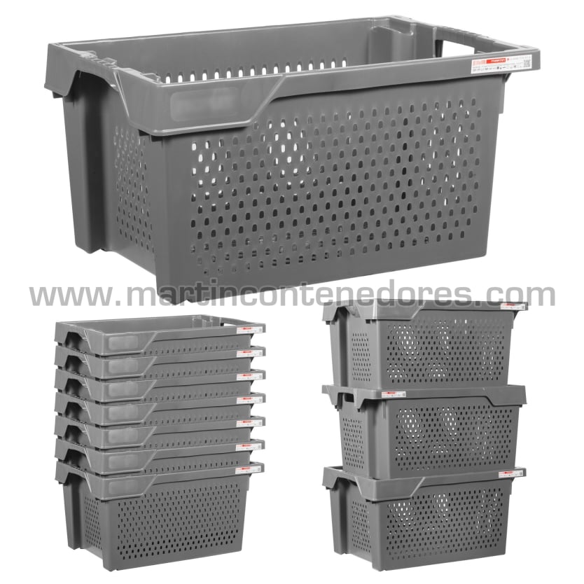 Caja encajable y apilable ranurada 600x400x300/270 mm