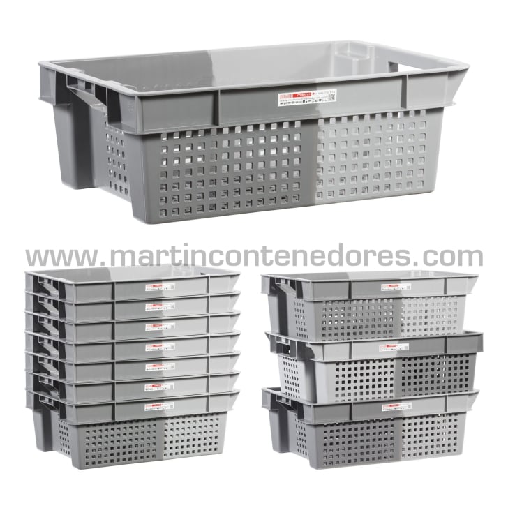 Caja encajable ranurada 600x400x200/177 mm bicolor