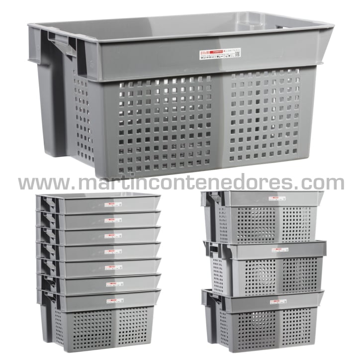 Caja encajable ranurada 600x400x300/270 mm bicolor